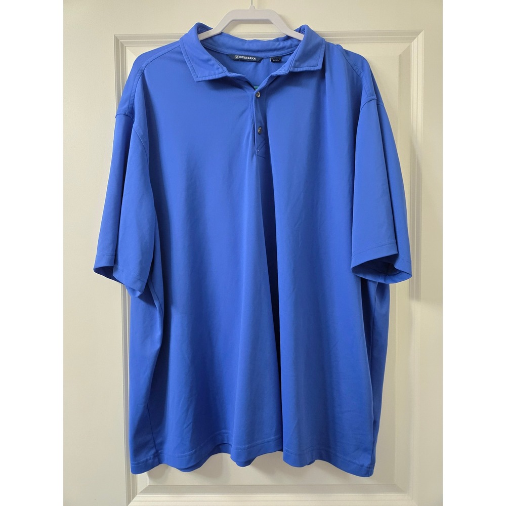 Cutter & Buck Mens XXXL Blue Recycled Polyester Stretch Short Sleeve Polo Shirt - Picture 1 of 6